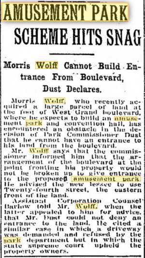 Wolffs Amusement Park - Article Discussing W Grand Blvd Entrance (newer photo)